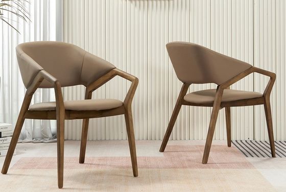 2023 Modern Design Solid Wood PU Leer Eetkamer Armstoel voor Cafés Voeg charme toe aan uw restaurant