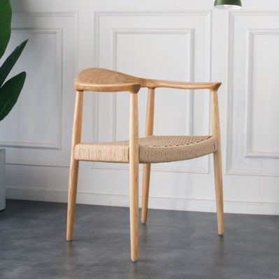 Verbeter uw eetbeleving met Nordic Design Stijl Solid Wood Woven Cord Eetstoelen Met Arms