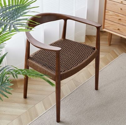 Verbeter uw eetbeleving met Nordic Design Stijl Solid Wood Woven Cord Eetstoelen Met Arms