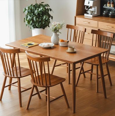 Robuuste stijl modern eenvoudig ontwerp Amerikaanse walnootkleur massief hout eettafel set stoel