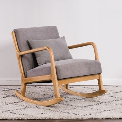 Rubberen houten frame Nordic Single Rocking Chair Moderne bank voor kleine appartementen Balkon en slaapkamer Op verzoek van de klant