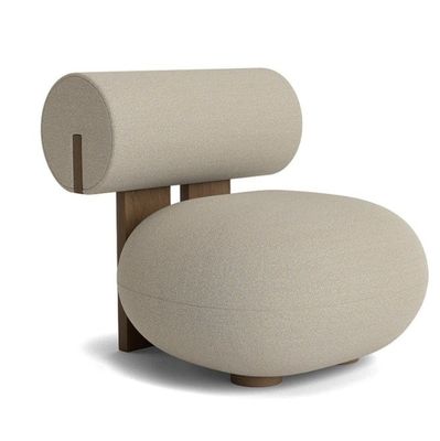 Woonkamer stoel met houten been creatief modern houten ontspanningstijl lamswol single sofa stoel W70*D81*H71CM