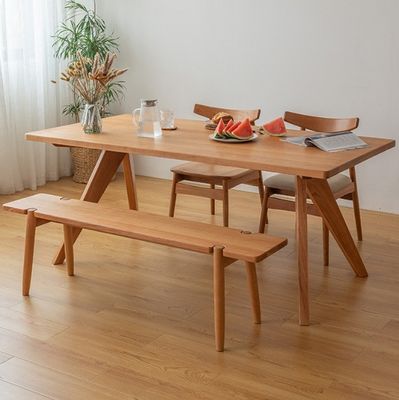 Hall Hout massieve tafels en stoelen voor restaurant rechthoekig houten set van eettafel in modern ontwerp