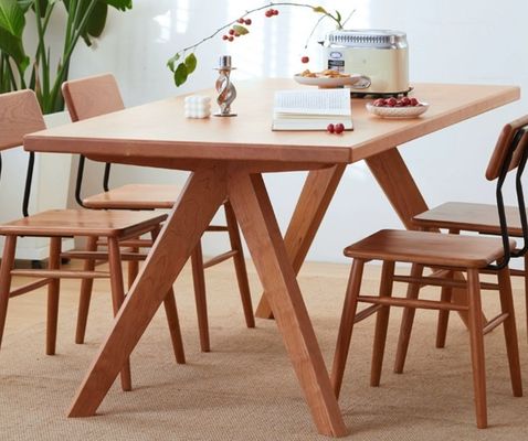 Hall Hout massieve tafels en stoelen voor restaurant rechthoekig houten set van eettafel in modern ontwerp