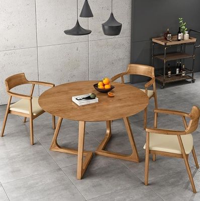 Nitrolacquer Finish Nordic Style Massief houten eettafel met geen opgevouwen ontwerp en eettafel
