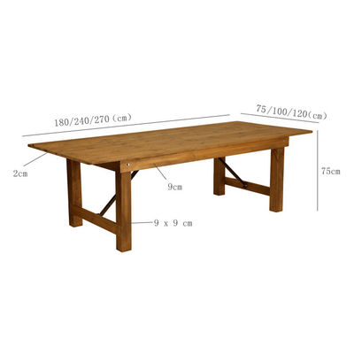 Opvouwbaar dennenkozijn Amerikaanse walnootkleur Solid houten eettafel met modern eenvoudig ontwerp en stevige constructie
