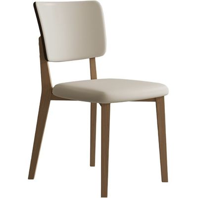 Hotel Eetstoelen W47*D48*H86CM Morden Nordic PU Leer Houten Stoel voor Eetkamermeubilair Polsterd