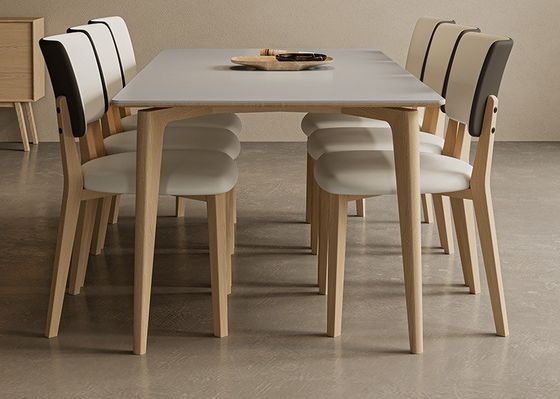 Hotel Eetstoelen W47*D48*H86CM Morden Nordic PU Leer Houten Stoel voor Eetkamermeubilair Polsterd