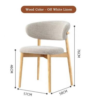 Eetkamermeubilair op maat Kleur Traditioneel ontwerp Walnoothout stoel met wit linnen stof en gebogen rugleuning