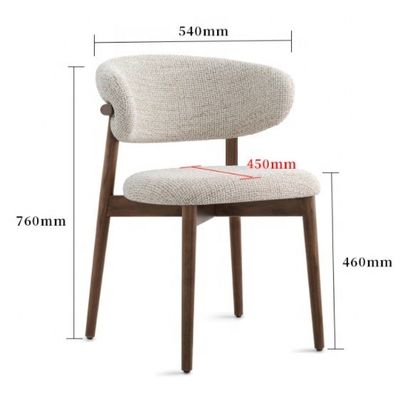 Eetkamermeubilair op maat Kleur Traditioneel ontwerp Walnoothout stoel met wit linnen stof en gebogen rugleuning