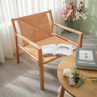 Natural Design Eiken hout Geweven koord armsteun bank stoelen voor de keuken Massief houten meubels in keuken stijl