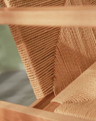 Natural Design Eiken hout Geweven koord armsteun bank stoelen voor de keuken Massief houten meubels in keuken stijl