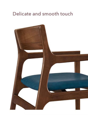Moderne houten design stijl PU lederen stoel voor hotel eetkamer Solid houten stoelen