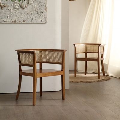 Home Meubelen Morden Nordic Woven Cane Black Rarran Dinding Chair Houten stoel Wicker voor hotels Eetstoelen Polstered