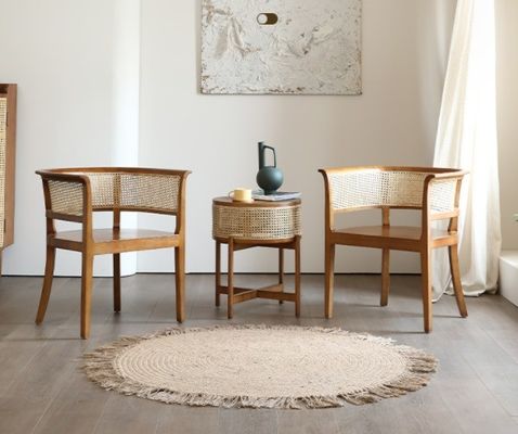 Home Meubelen Morden Nordic Woven Cane Black Rarran Dinding Chair Houten stoel Wicker voor hotels Eetstoelen Polstered