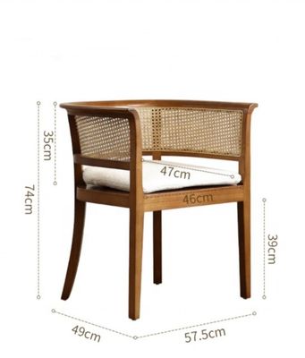 Home Meubelen Morden Nordic Woven Cane Black Rarran Dinding Chair Houten stoel Wicker voor hotels Eetstoelen Polstered