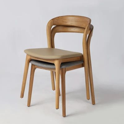 Home Meubelen Eetstoel Eiken Hout Design Moderne Noordse stijl Bedekkamer Witte stoelen voor de keuken Pu leer Houten