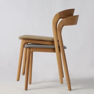 Home Meubelen Eetstoel Eiken Hout Design Moderne Noordse stijl Bedekkamer Witte stoelen voor de keuken Pu leer Houten