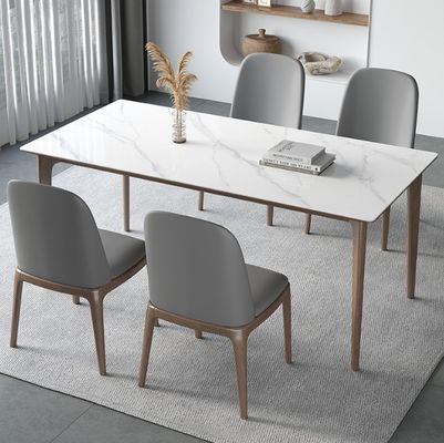 Eetkamermeubilair Houten eettafel met marmeren dekking
