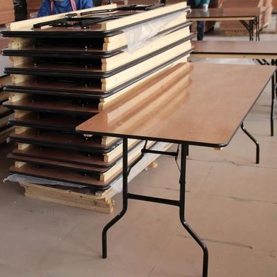 Specifieke EETTAFEL Afwerking Nitrolacquer Industriële stijl IJzer Hout Restaurant Eettafels Massivhouten vouwwerk