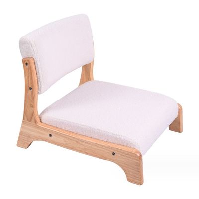 Postverpakking Japanse stijl Tatami Hout Legless Floor Tea Chair Solid Hout met rugsteun