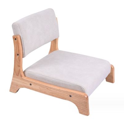 Postverpakking Japanse stijl Tatami Hout Legless Floor Tea Chair Solid Hout met rugsteun