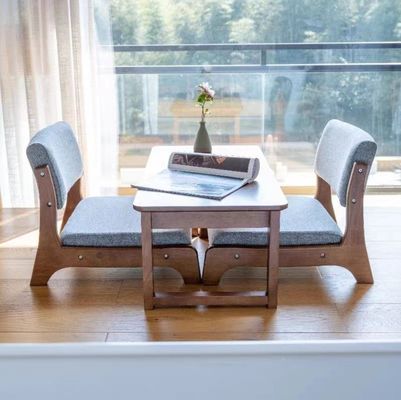 Postverpakking Japanse stijl Tatami Hout Legless Floor Tea Chair Solid Hout met rugsteun