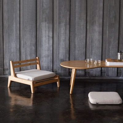 Home Meubelen Japanse Tatami Hout Legless Floor Tea Chair met rugsteun OEM/ODM JA