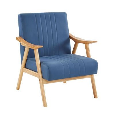 Wabi-Sabi Design Style Stof Polstered Solid Wood Leisure Lounge Houten bank stoel voor woonkamer