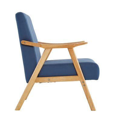 Wabi-Sabi Design Style Stof Polstered Solid Wood Leisure Lounge Houten bank stoel voor woonkamer