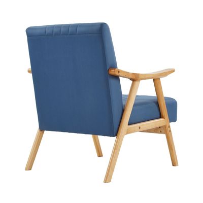 Wabi-Sabi Design Style Stof Polstered Solid Wood Leisure Lounge Houten bank stoel voor woonkamer