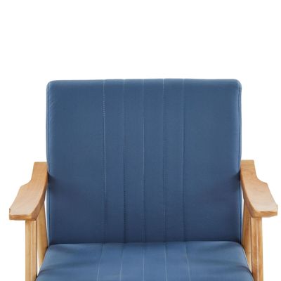 Wabi-Sabi Design Style Stof Polstered Solid Wood Leisure Lounge Houten bank stoel voor woonkamer