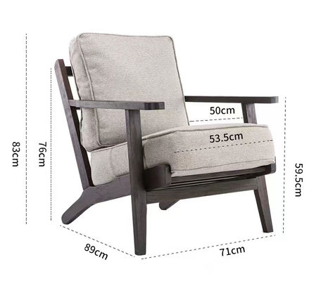 Stof gepoleerde stoel van massief hout Nitrolacquer Finish Leisure Lounge stoel voor woonkamer