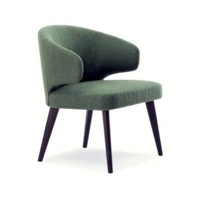 OEM Ja Eetkamer Houten benen Fluwelen fauteuil Eenpersoons vleugel rugleuning Eetstoelen voor luxe restaurantmeubilair