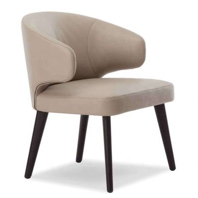 OEM Ja Eetkamer Houten benen Fluwelen fauteuil Eenpersoons vleugel rugleuning Eetstoelen voor luxe restaurantmeubilair
