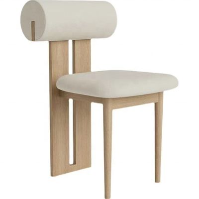 NC/PU Verf Afwerking Solid Wood Style White Velvet Stof Polstered Eetkamer Stoel Nordic Cafe Eetstoelen