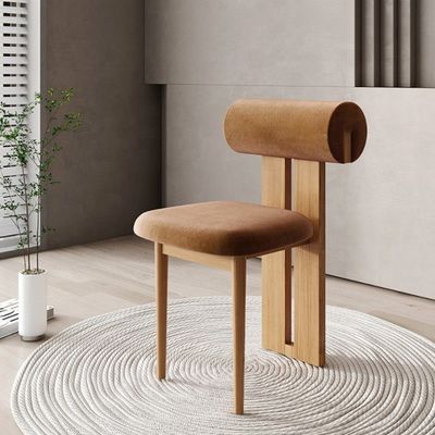 NC/PU Verf Afwerking Solid Wood Style White Velvet Stof Polstered Eetkamer Stoel Nordic Cafe Eetstoelen