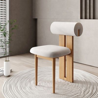 NC/PU Verf Afwerking Solid Wood Style White Velvet Stof Polstered Eetkamer Stoel Nordic Cafe Eetstoelen