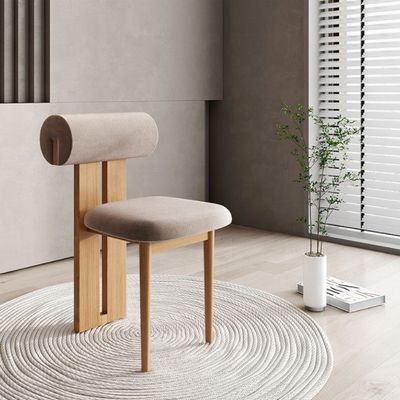 NC/PU Verf Afwerking Solid Wood Style White Velvet Stof Polstered Eetkamer Stoel Nordic Cafe Eetstoelen