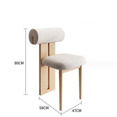 NC/PU Verf Afwerking Solid Wood Style White Velvet Stof Polstered Eetkamer Stoel Nordic Cafe Eetstoelen