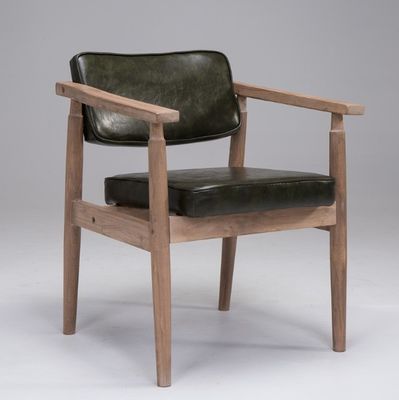Europese moderne eetkamermeubilair Solid Wood PU Leders stoelen in natuurlijke houtkleur voor monster eetkamer
