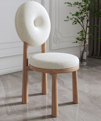 Woonkamer en hotel zachte stoel Hout lamswol eetkamer stoel W47*D48*H79CM met modern ontwerp