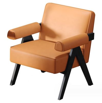 Moderne woonkamermeubilair Moderne massief houten frame Stof leer Optioneel enkele houten bank stoel W70*D70*H80CM