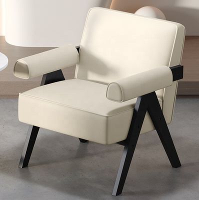 Moderne woonkamermeubilair Moderne massief houten frame Stof leer Optioneel enkele houten bank stoel W70*D70*H80CM