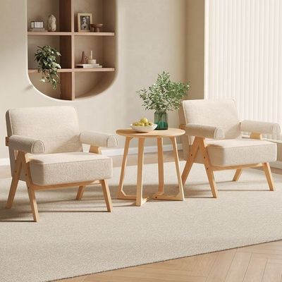 Moderne woonkamermeubilair Moderne massief houten frame Stof leer Optioneel enkele houten bank stoel W70*D70*H80CM