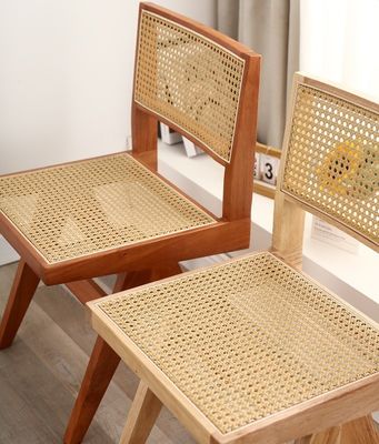 Houten rubberen zachte stoel modern ontwerp houten rotan eetkamer stoel voor woonkamer en hotel