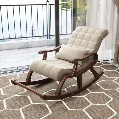 Comfortabele houten meubels Lazy recliner loungestoel voor ontspanning en evenwicht in Leisure stoel stijl woonkamer