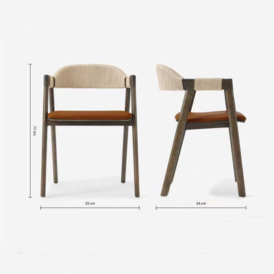 Kantoorgebouw Eetkamer stoel met geweven koord en gelakt afwerking in vintage houten ontwerp