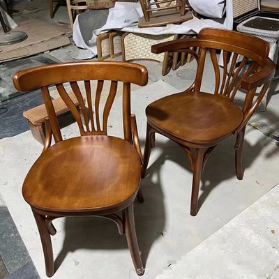 Moderne design houten stoelen met rugleuning en bekleding PU leer in Nordic stijl