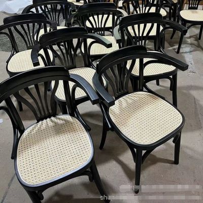 Moderne design houten stoelen met rugleuning en bekleding PU leer in Nordic stijl